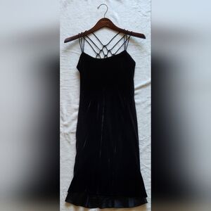 VINTAGE Jones Of New York Dress Black Velvet Strappy Witchy Y2K Lined Whimsigoth